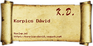 Korpics Dávid névjegykártya